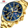 MINI FOCUS 0278 G Quartz Chronograph Fashion Sports NEW Arrival Top Brand Luxury Royal Golden Men Watch Luminous Watches